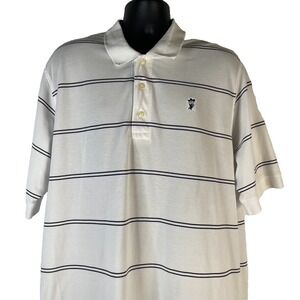 Page Tuttle Polo Shirt Mens XXL Blue White Stripe Short Sleeve Pima Cotton- READ